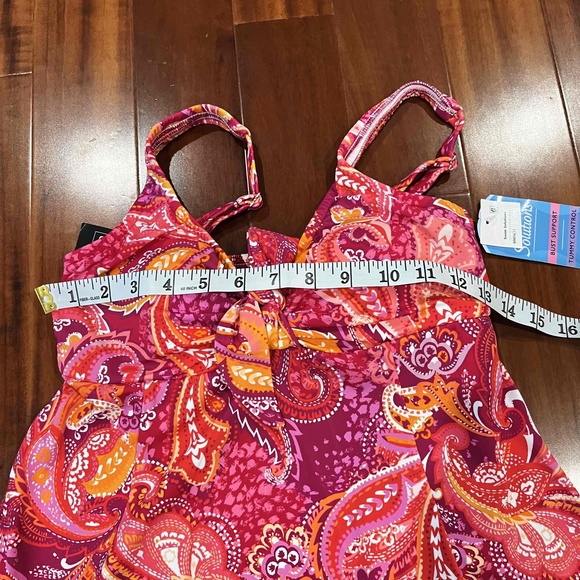 New NWT Swim Solutions Fuschia Pink Swim Dress One Piece Paisley‎ Print Sz 8 - Picture 7 of 12